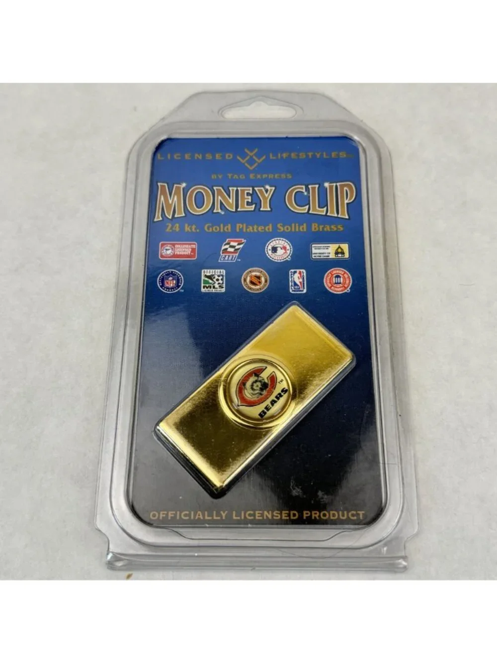 Chicago Bears Money Clip 24Kt Gold Plated Solid Brass NFL by Tag Express NEW
